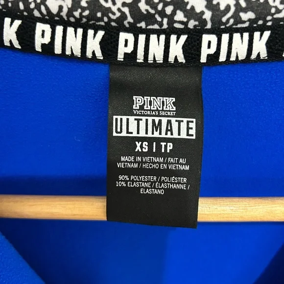 Victoria's Secret Ultimate PINK Blue Athletic 1/2 Zip Pullover Size XS - Picture 4 of 7
